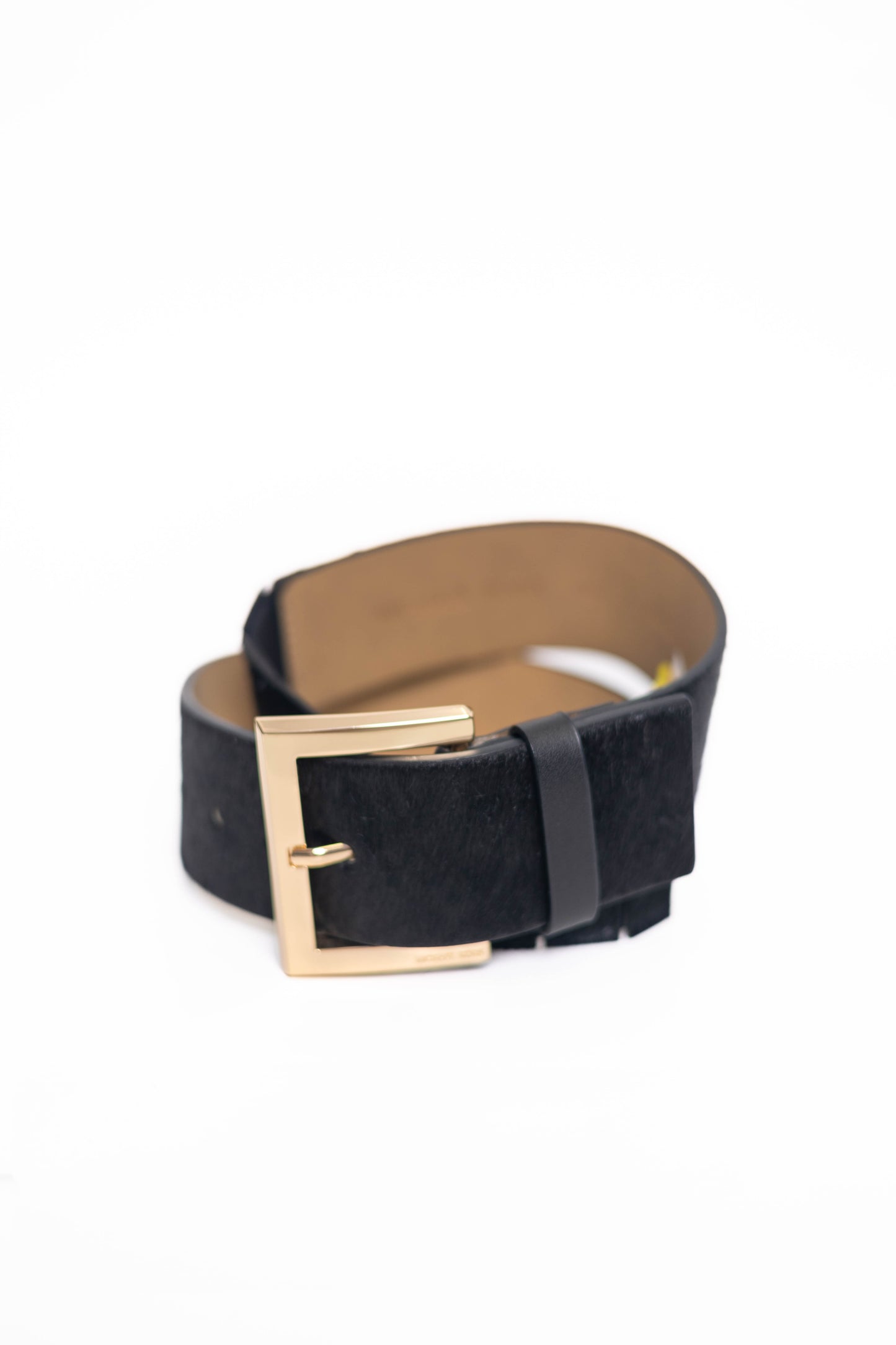 Square Buckle Haircalf Leather Belt