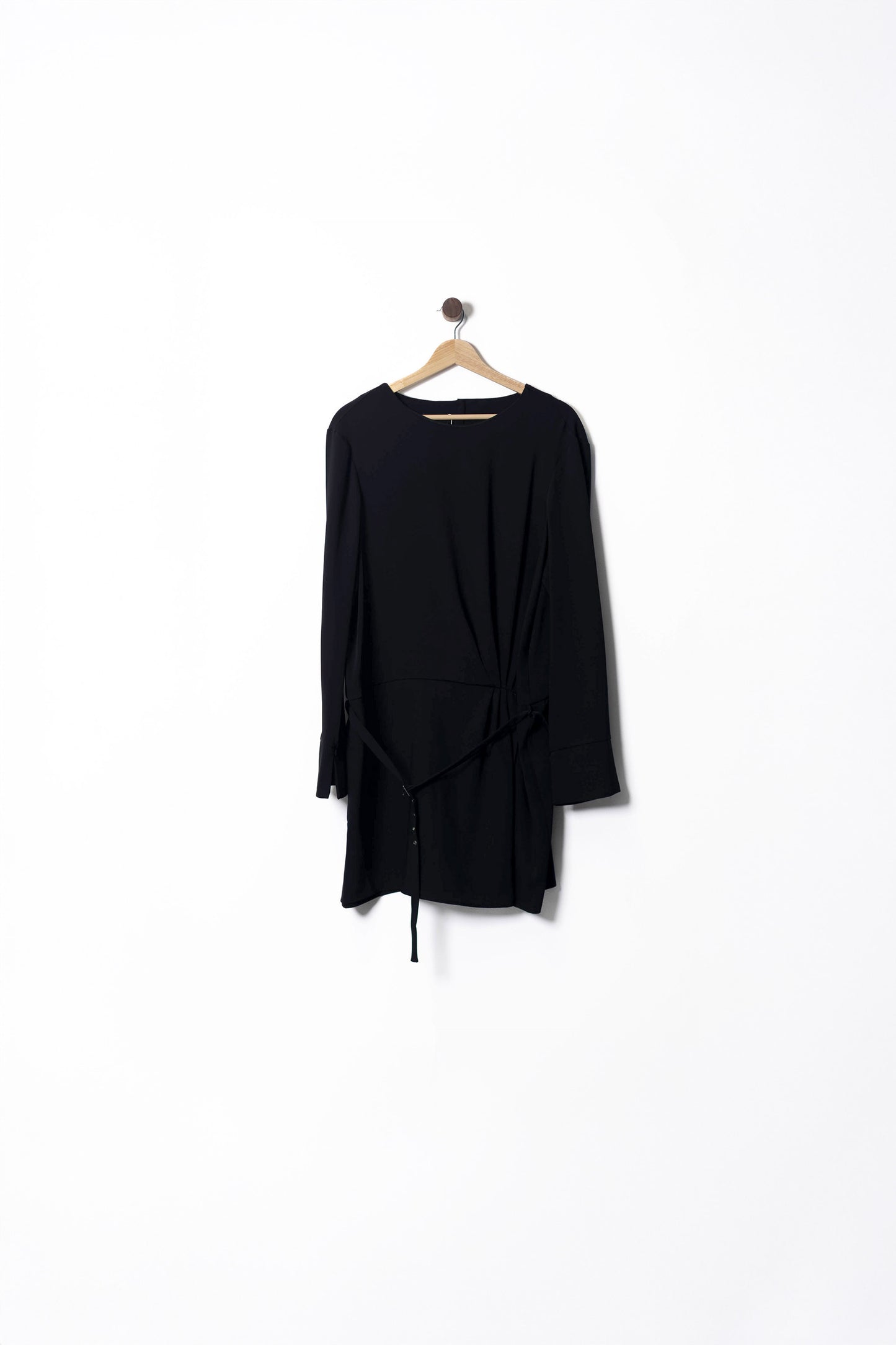 Minimal Tie-Waist Tunic Dress