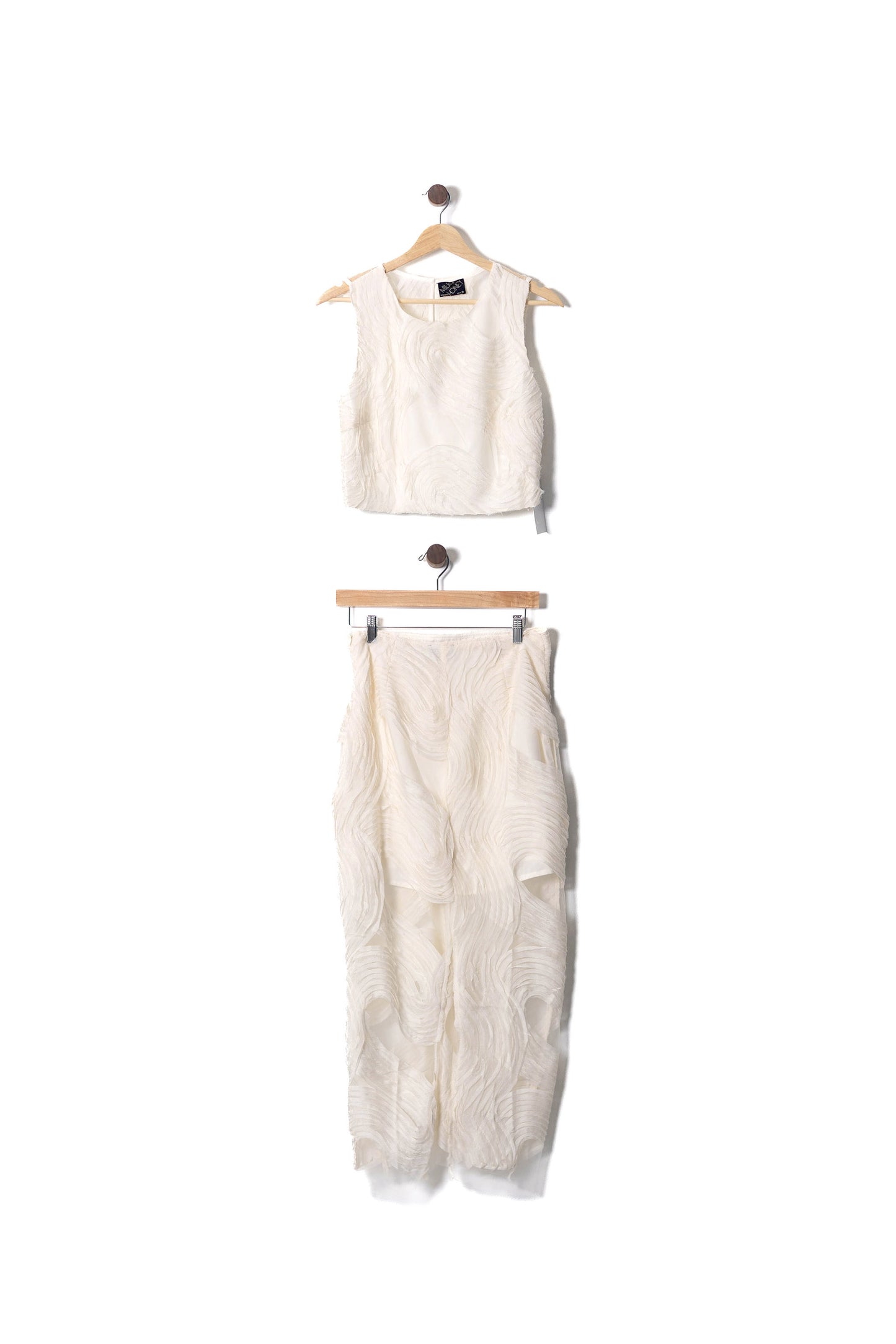 Textured Crop Top and Sheer Maxi Skirt Set