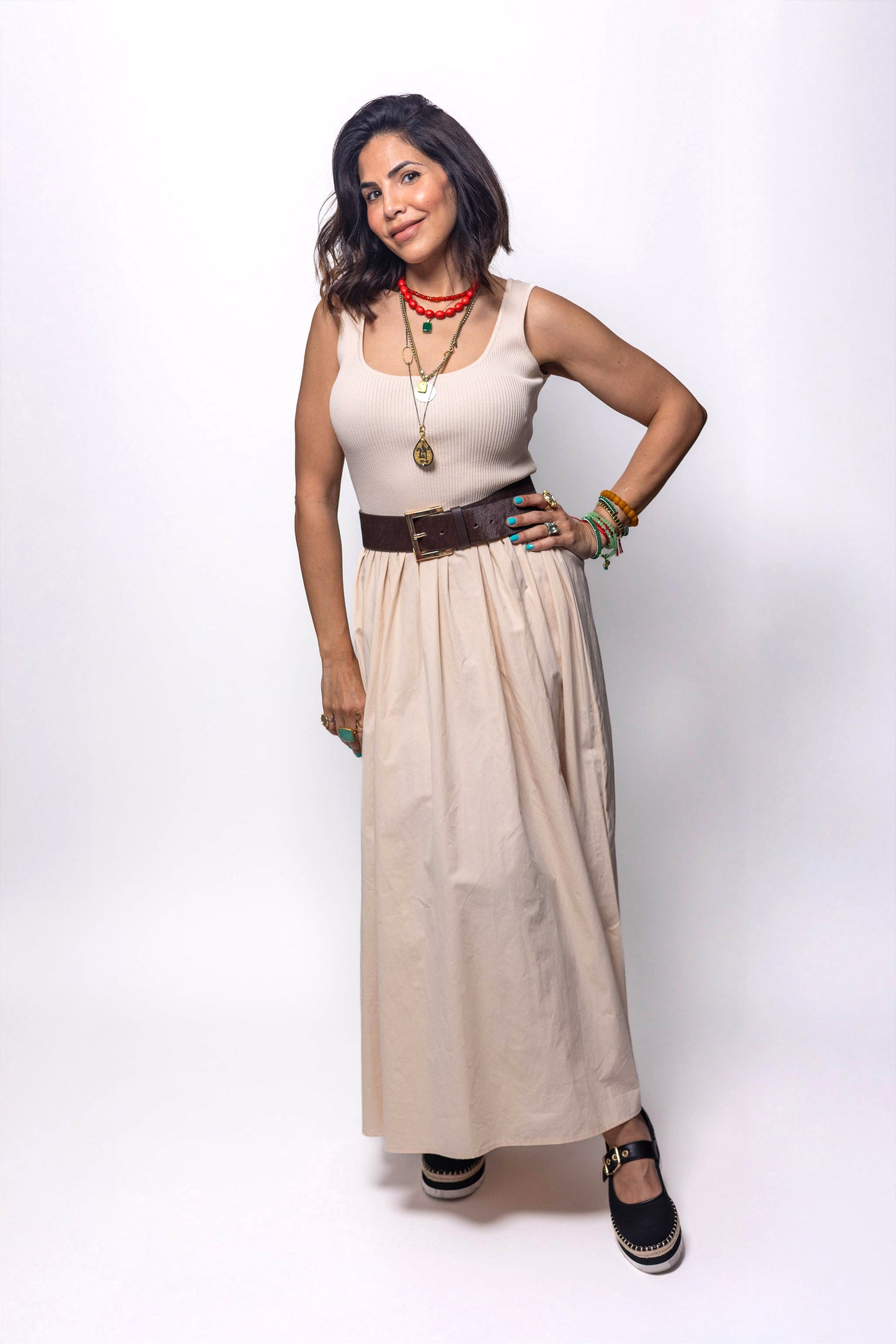 Beige Sleeveless Maxi Dress