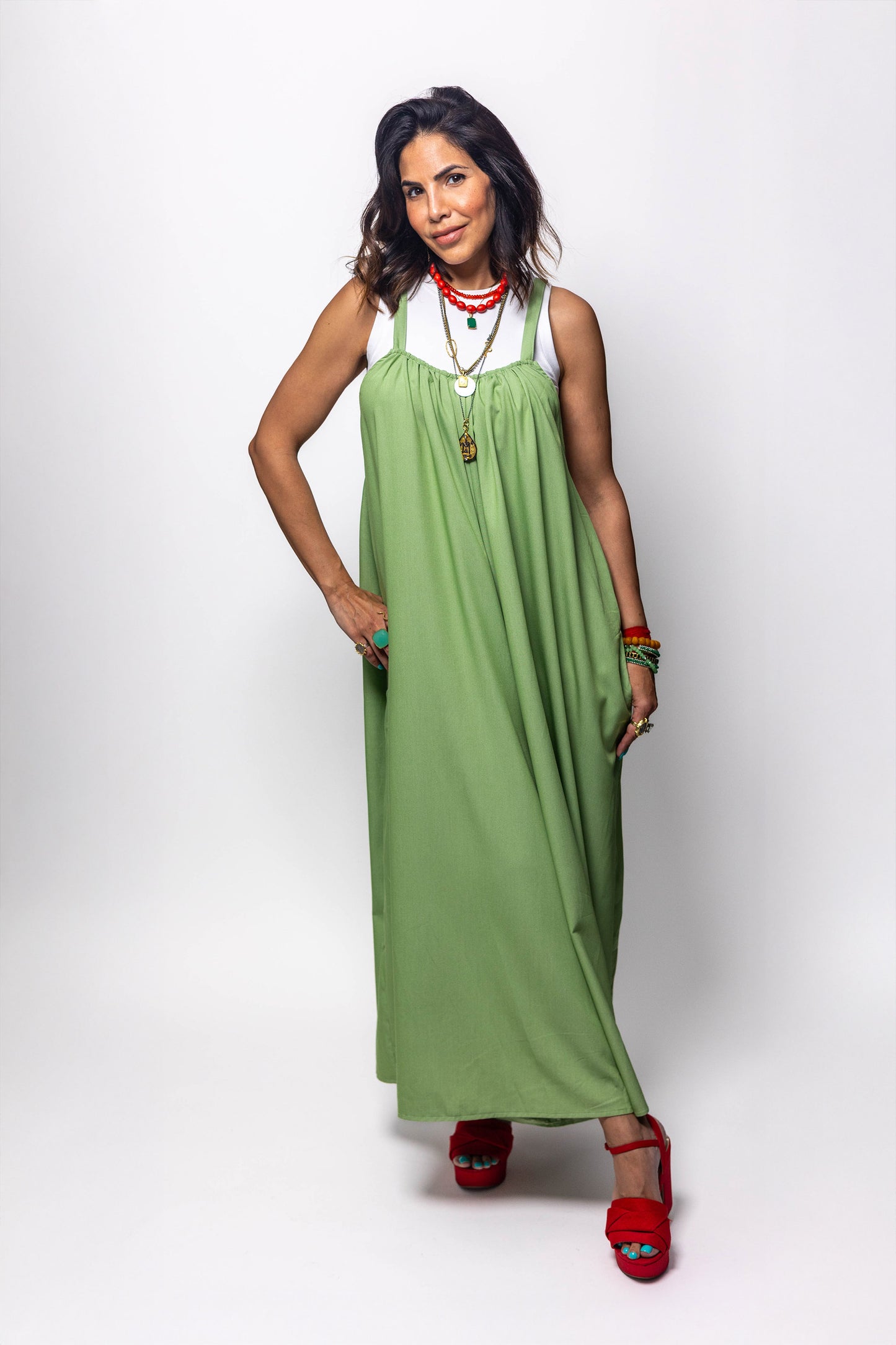Relaxed Fit Wide-Leg Green Jumpsuit