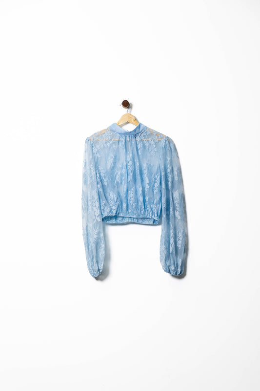 Lace Long Sleeve Sheer Blouse