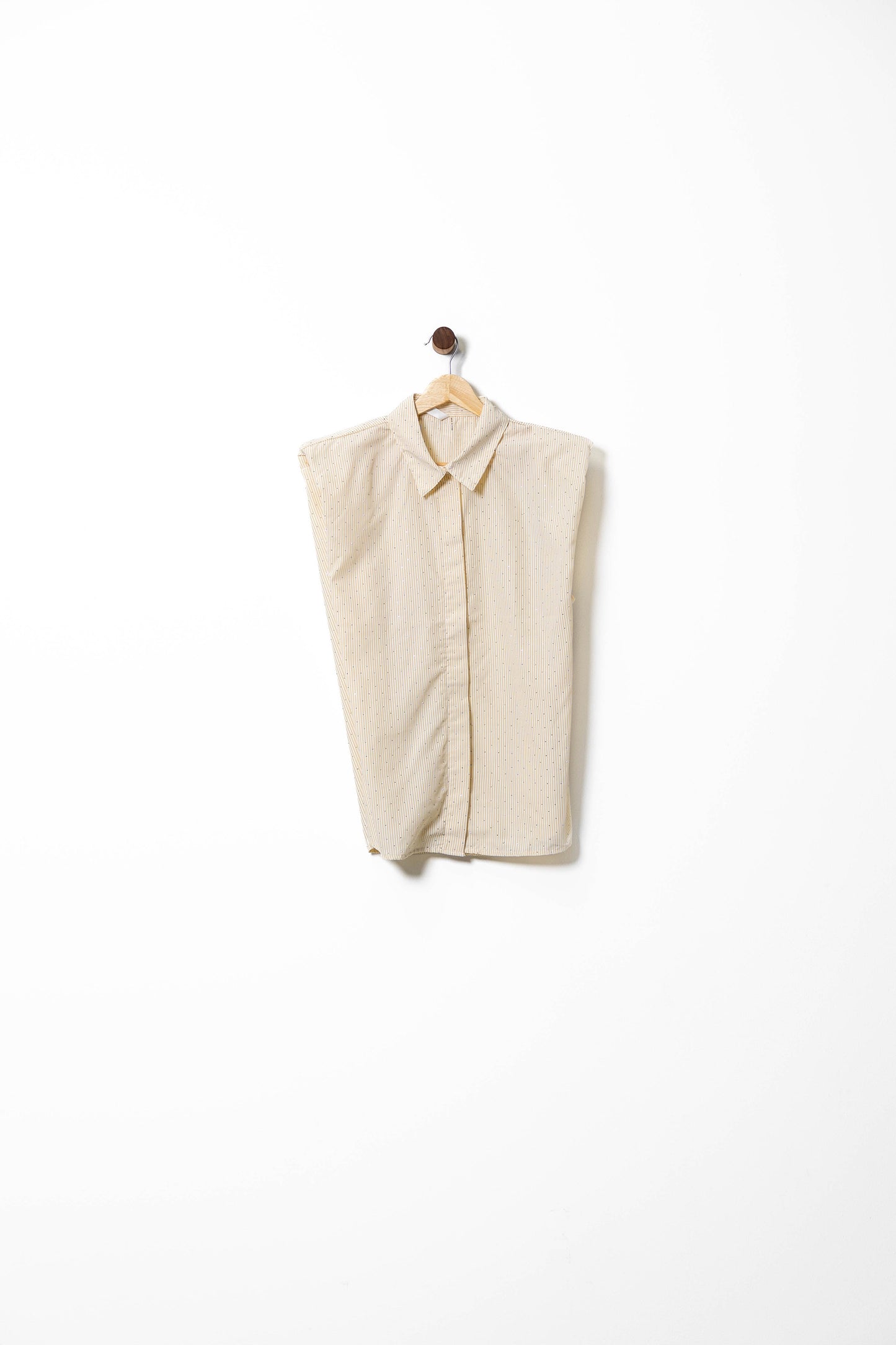 Rhinestone Detail Sleeveless Shirt with Shoulder Pads