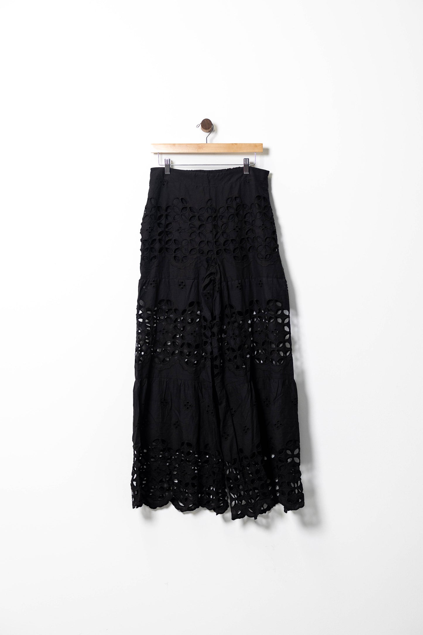 Embroidered Eyelet - Wide-Leg Pants