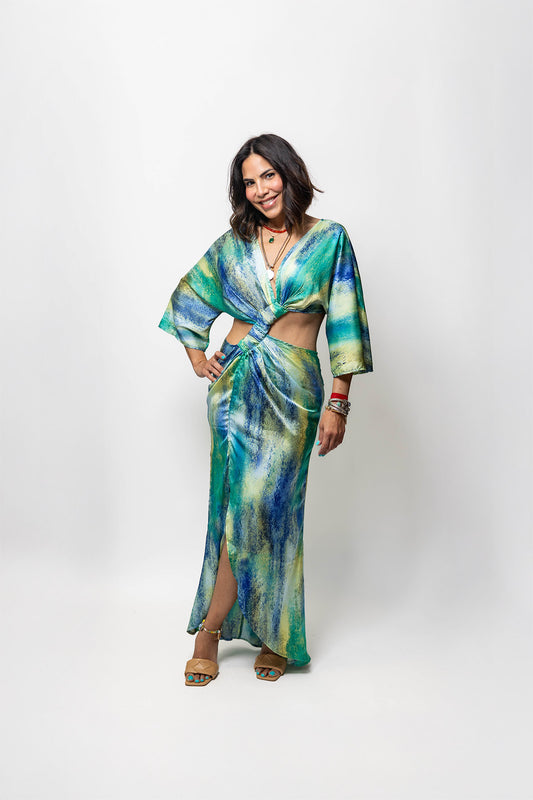 Watercolor Drape Maxi Dress