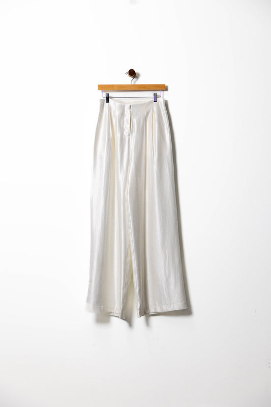 High-Waist Satin Wide-Leg Trousers