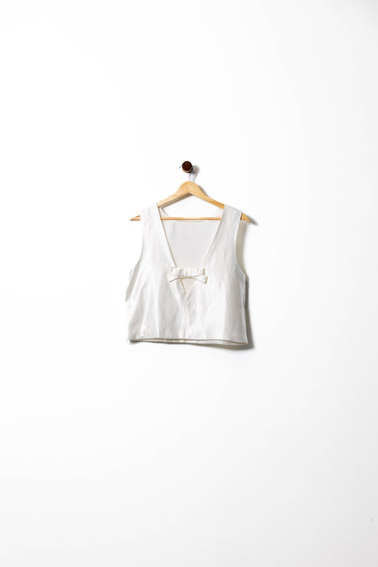 Bow Accent Sleeveless Crop Top