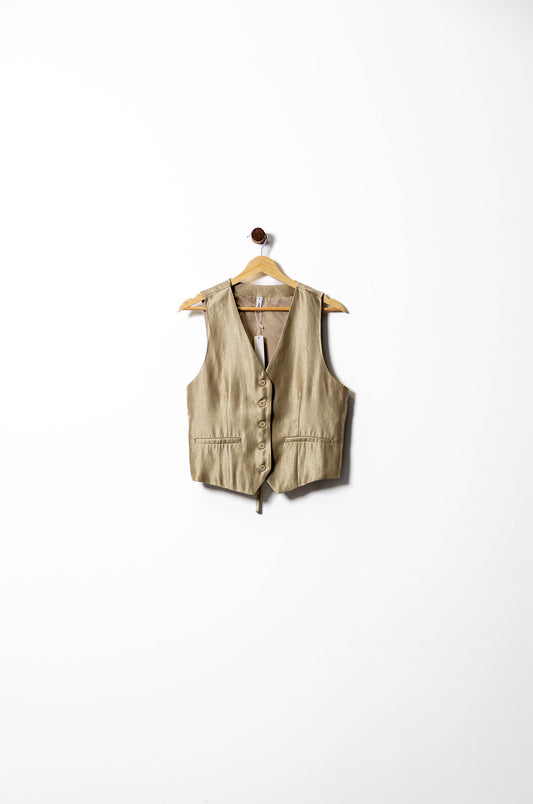 Tailored Satin Button-Up Vest