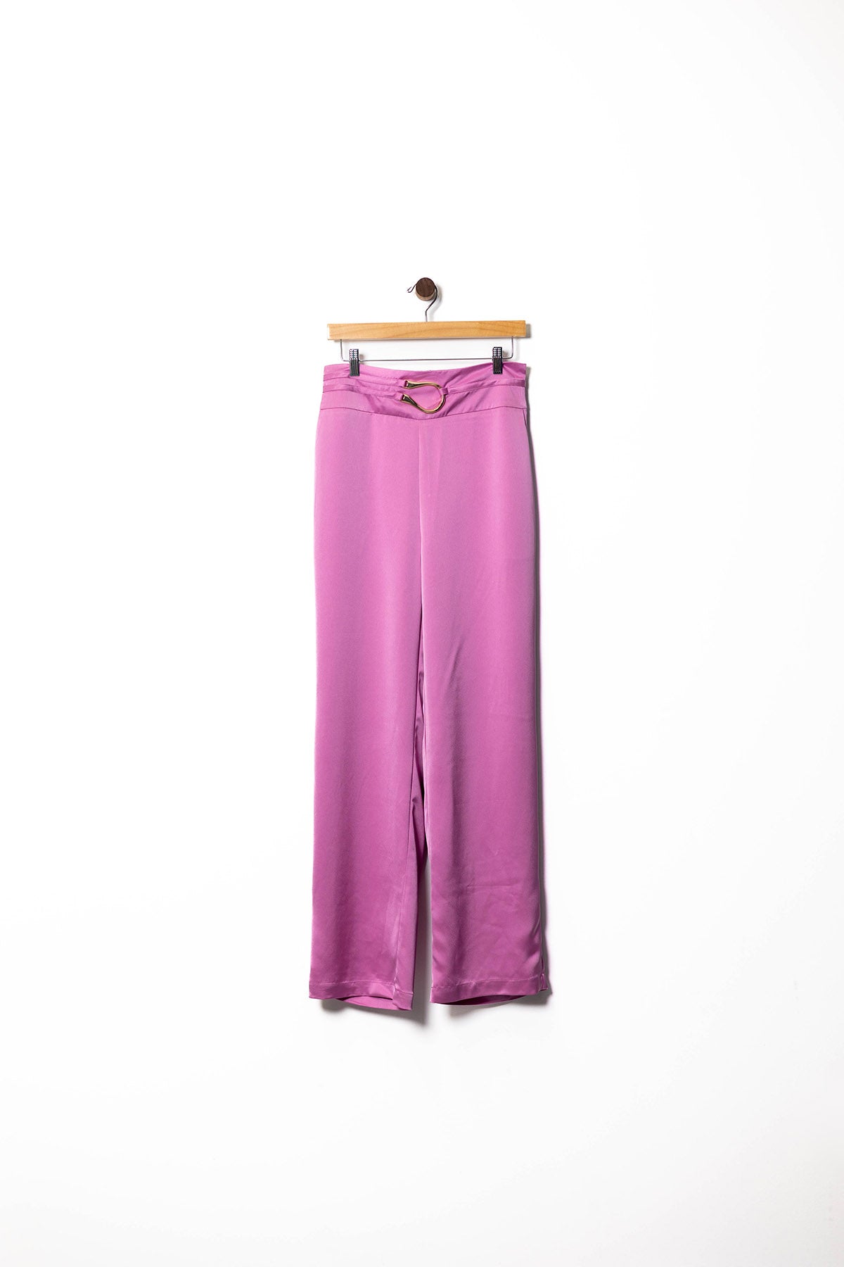 Silky Cowl Belted Wide-Leg Pant