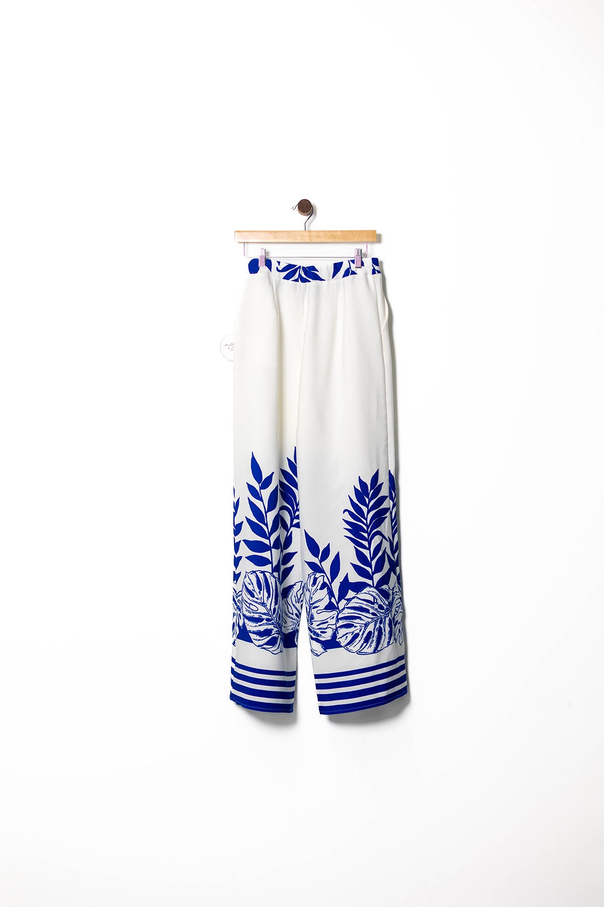Tropical Blue & White Palazzo Pants