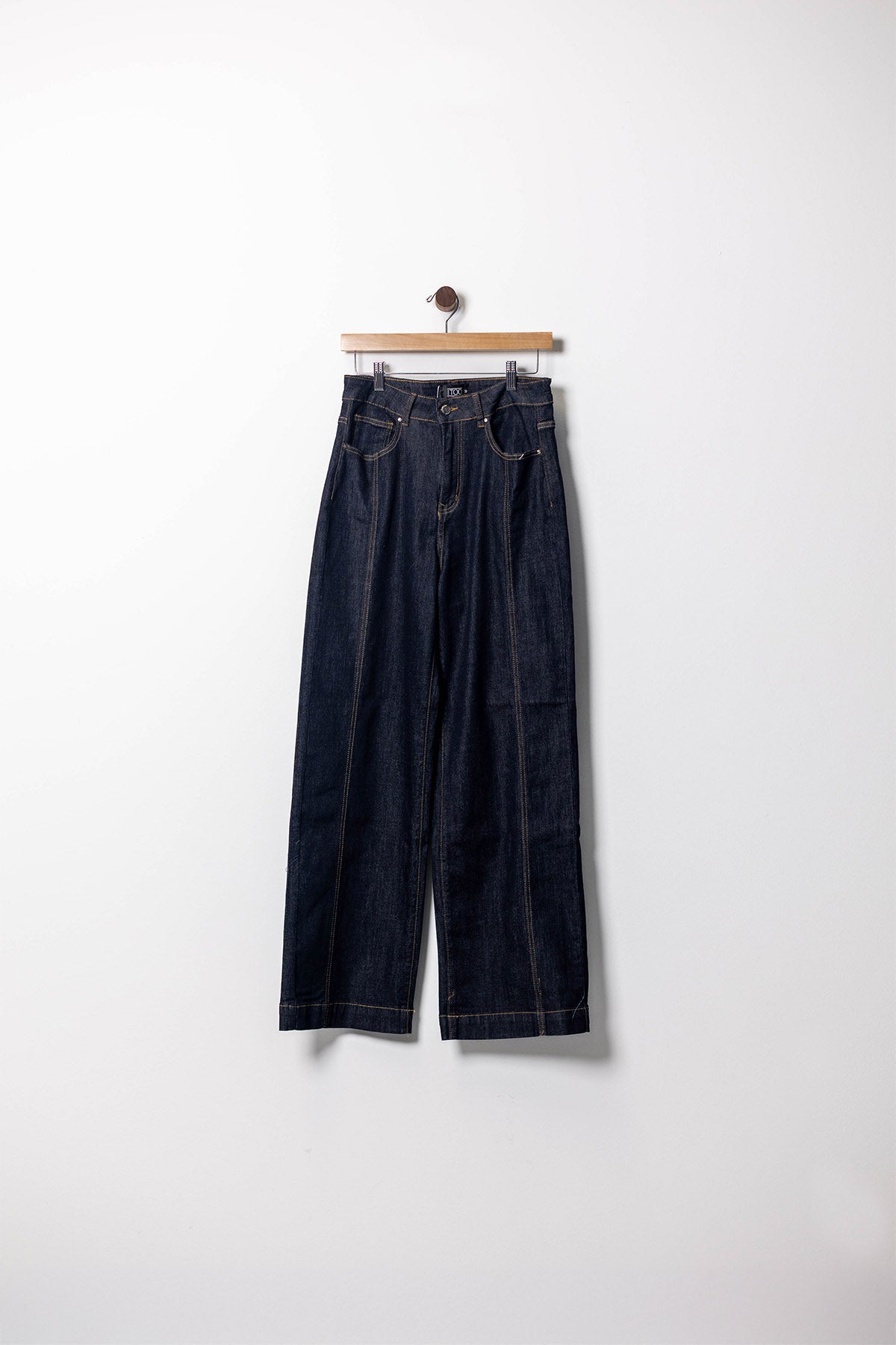 High Rise Dark Wash Wide-Leg Solid Jeans