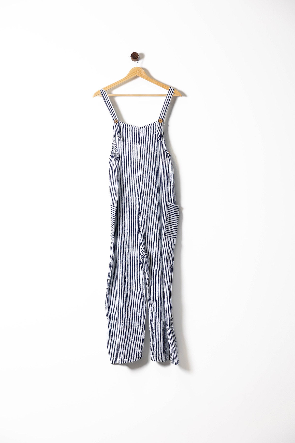 Striped Linen Overalls Jumpsuit