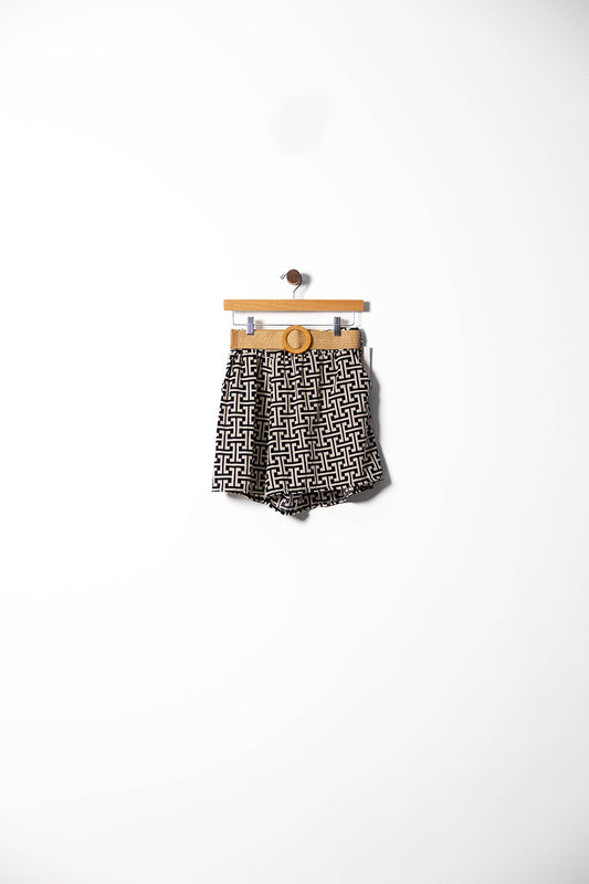 Printed Flow Shorts with Braided Belt