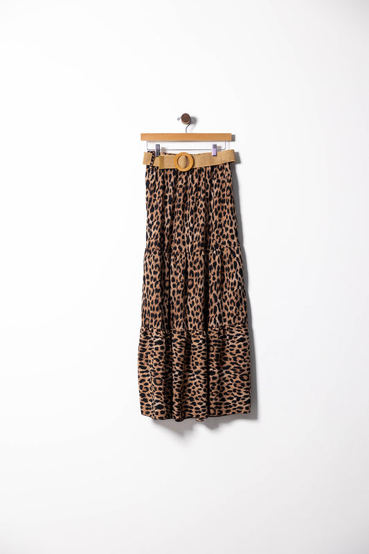 Flowy High-Waisted Maxi Skirts with Belt Detail