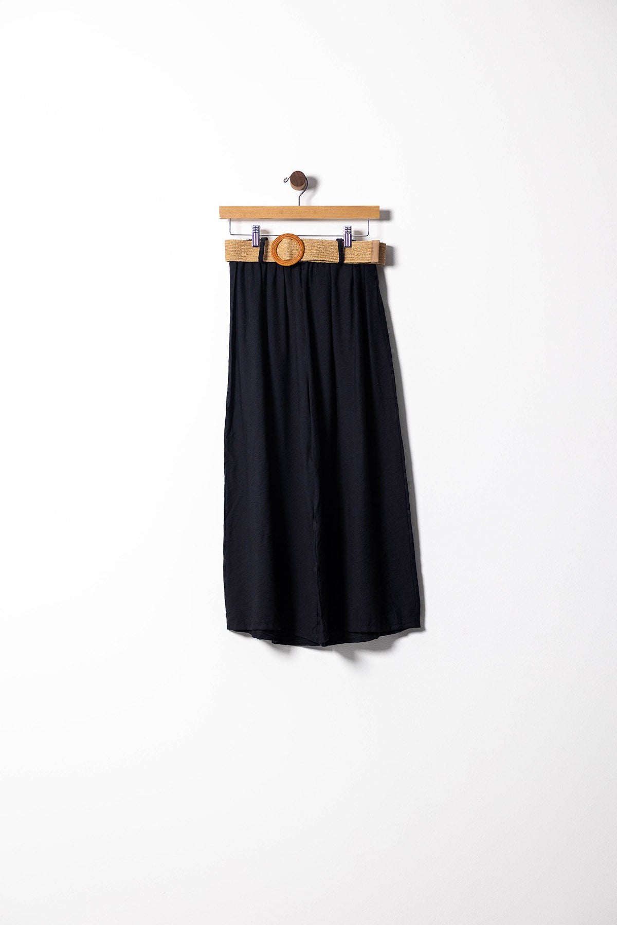 Linen Wide-Leg Pants with Belt