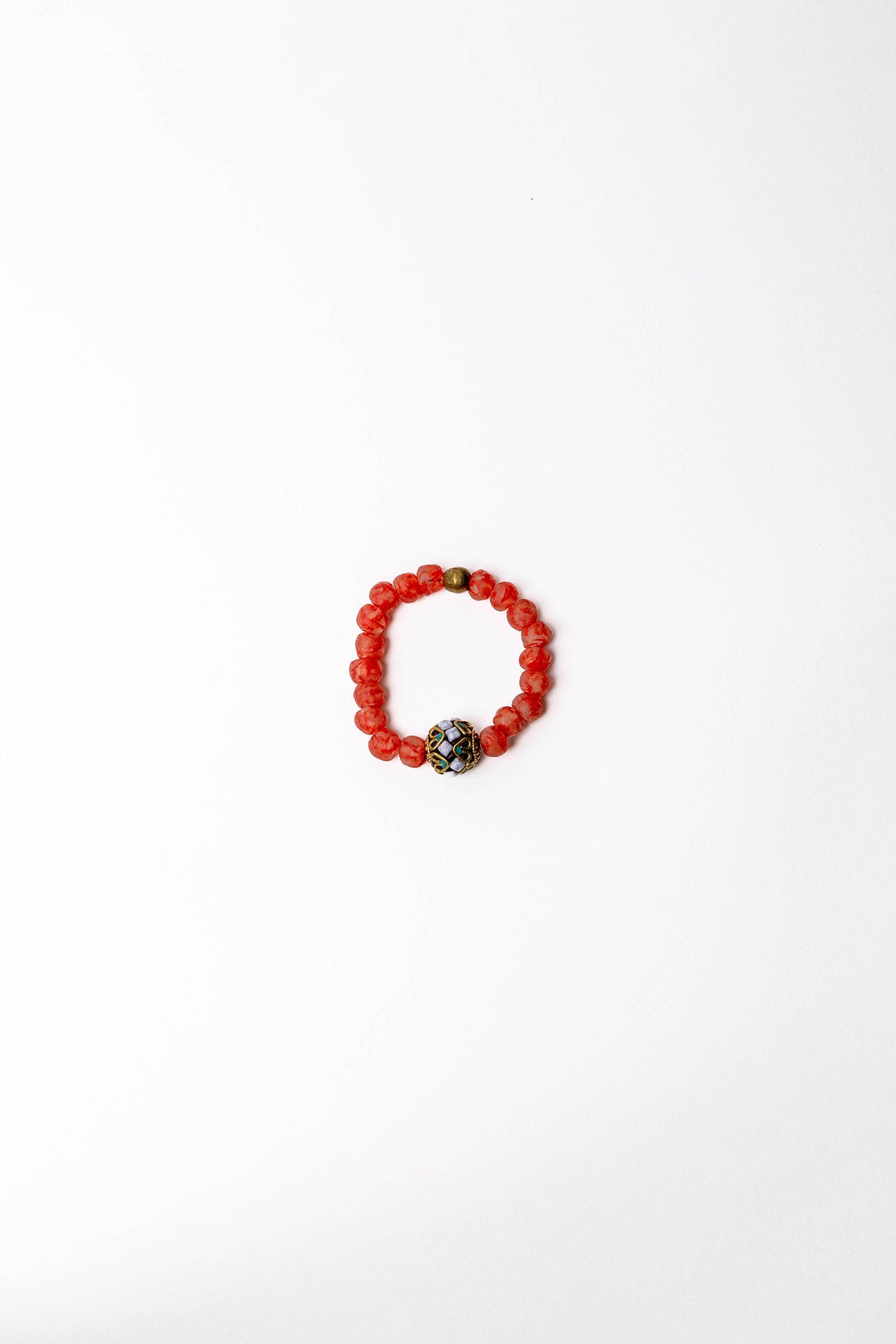 Ethnic Glass Bead Bracelets with Tibetan Centerpiece