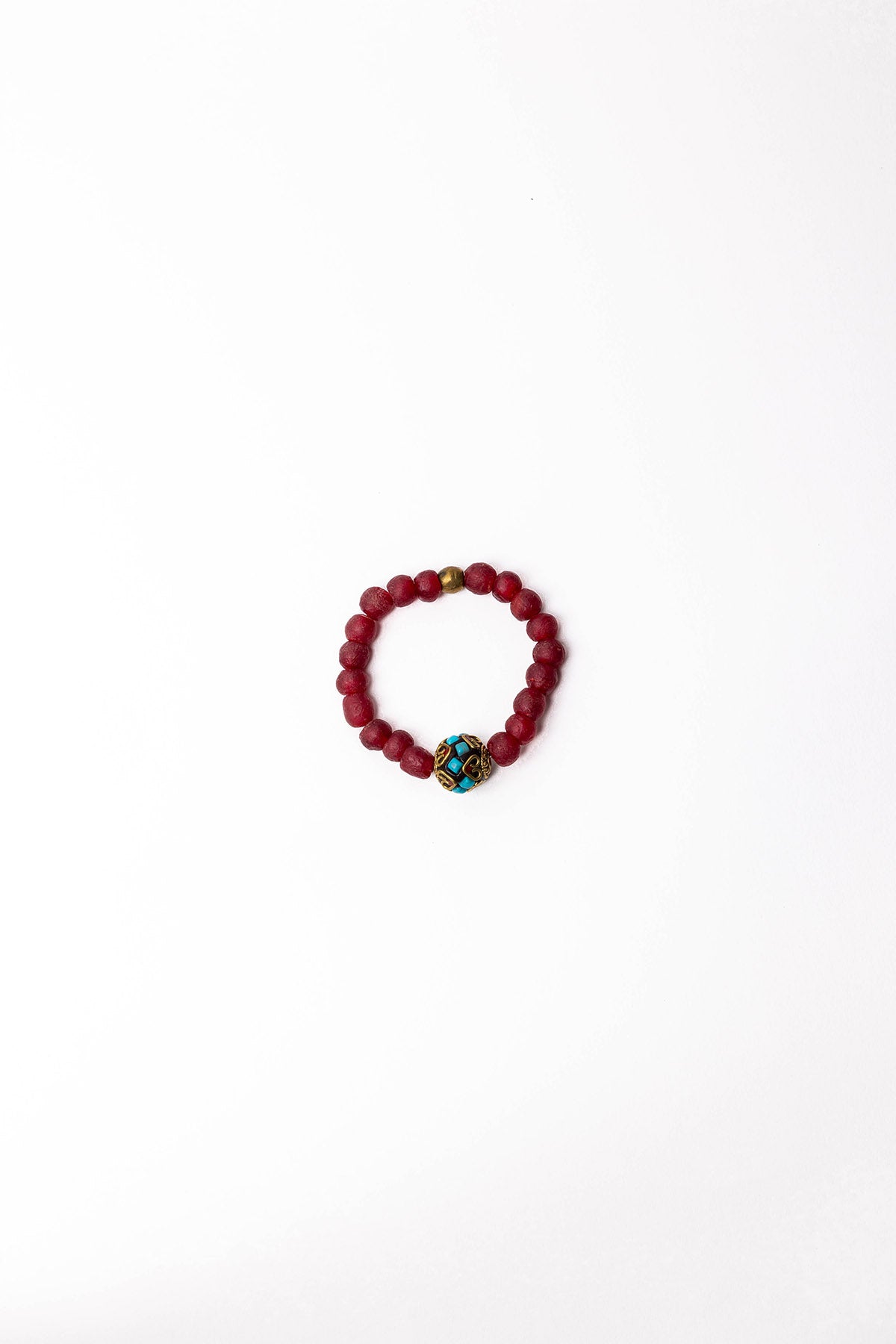 Ethnic Glass Bead Bracelets with Tibetan Centerpiece