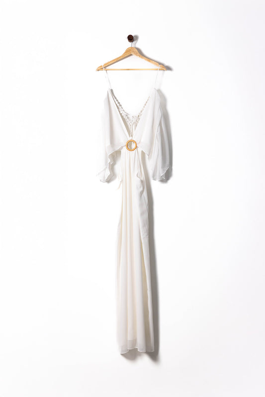 Goddess Flow Maxi Dress with Golden Ring Detail