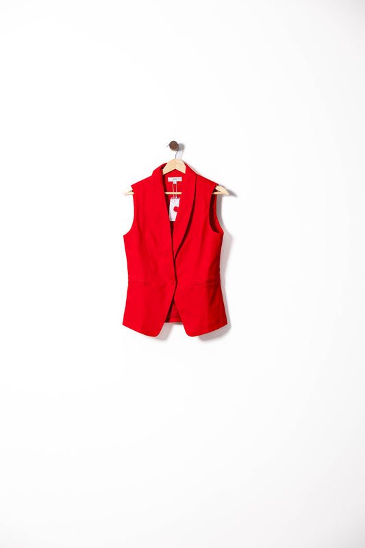 Power Red Sleeveless Blazer Vest