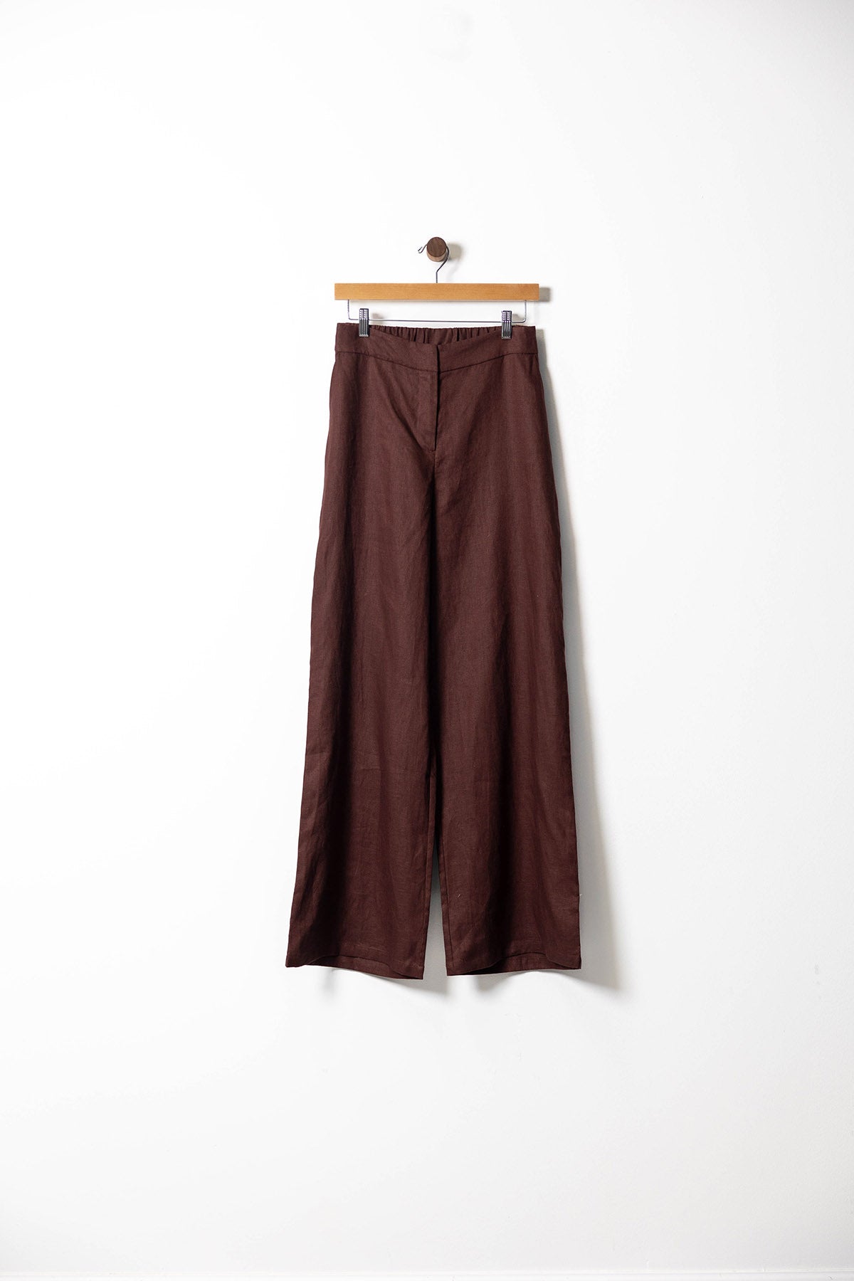 Linen Wide-Leg Pants with Elastic Back