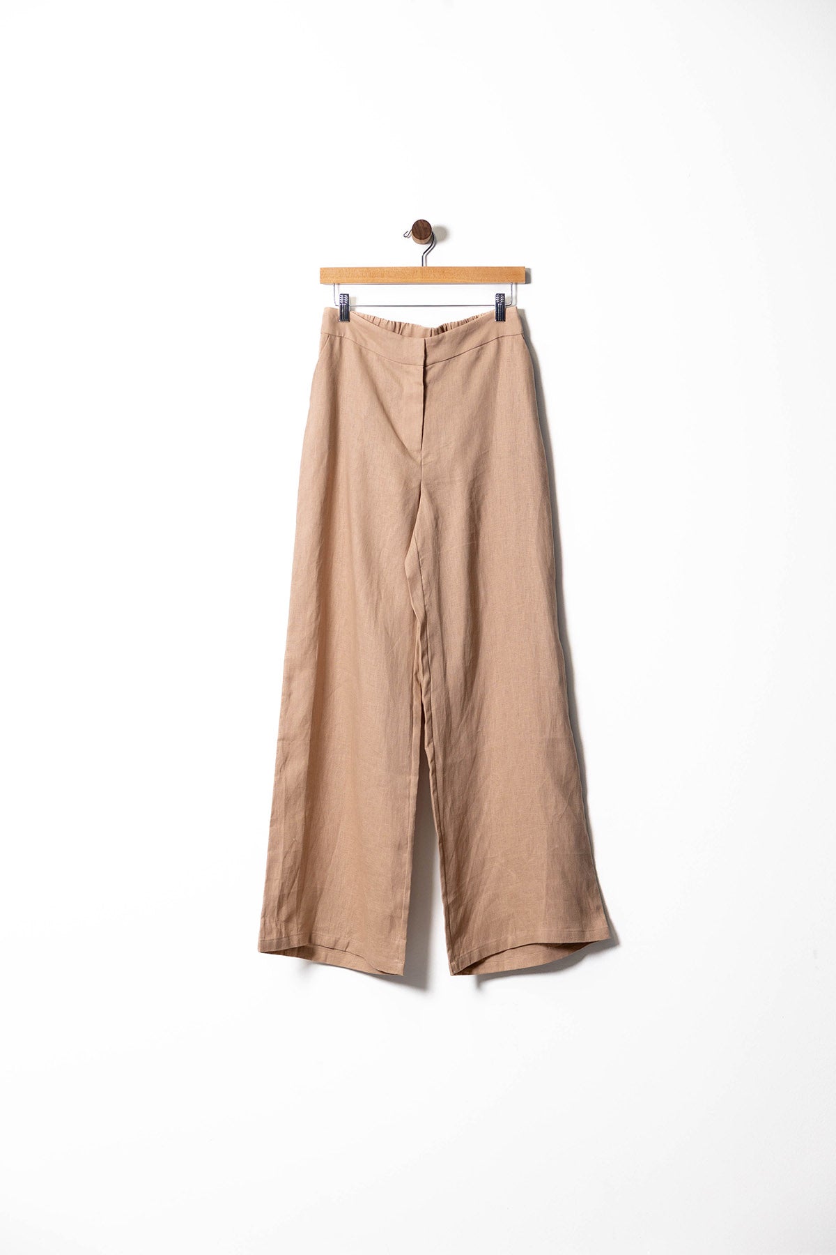 Linen Wide-Leg Pants with Elastic Back