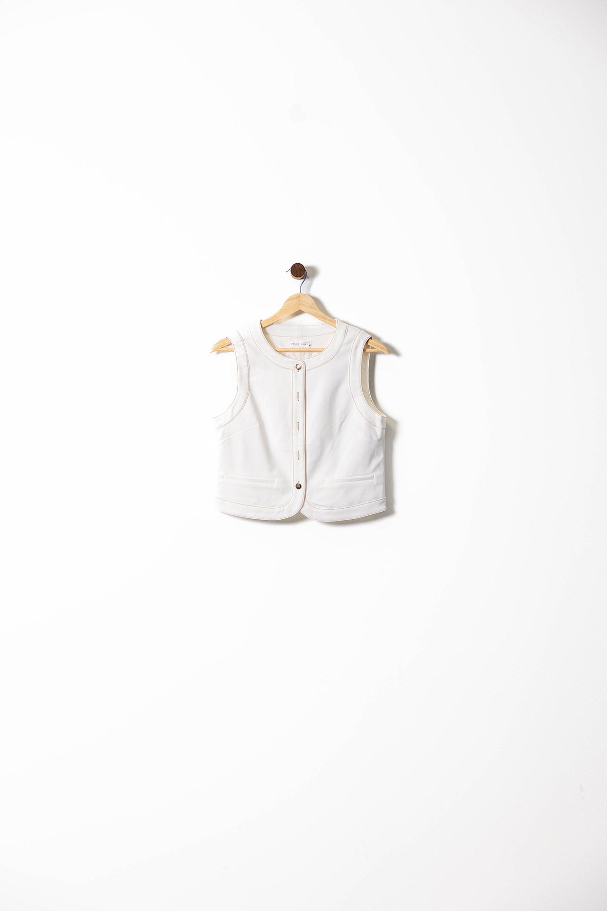 Contrast Trim Denim Vest & Wide-Leg Pants Set