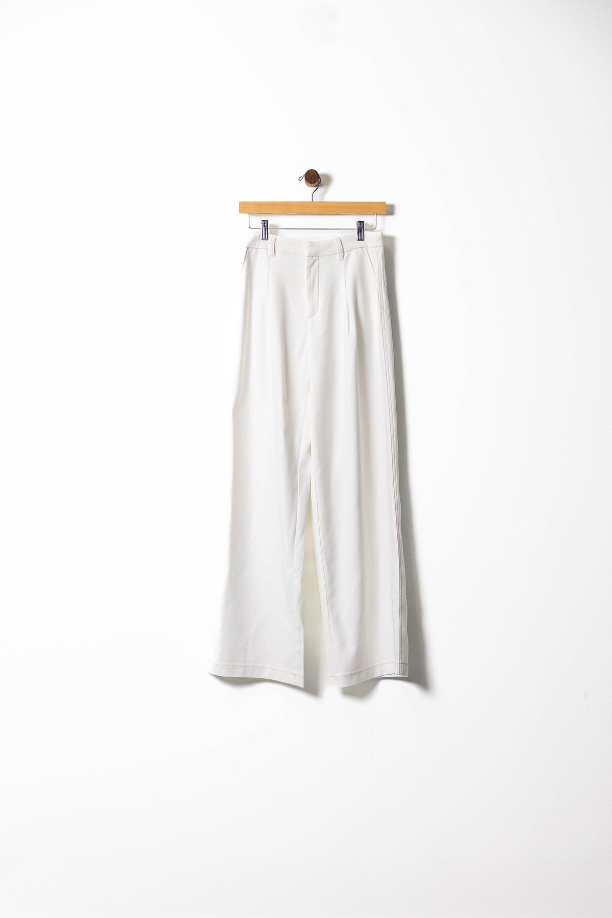 Contrast Trim Denim Vest & Wide-Leg Pants Set