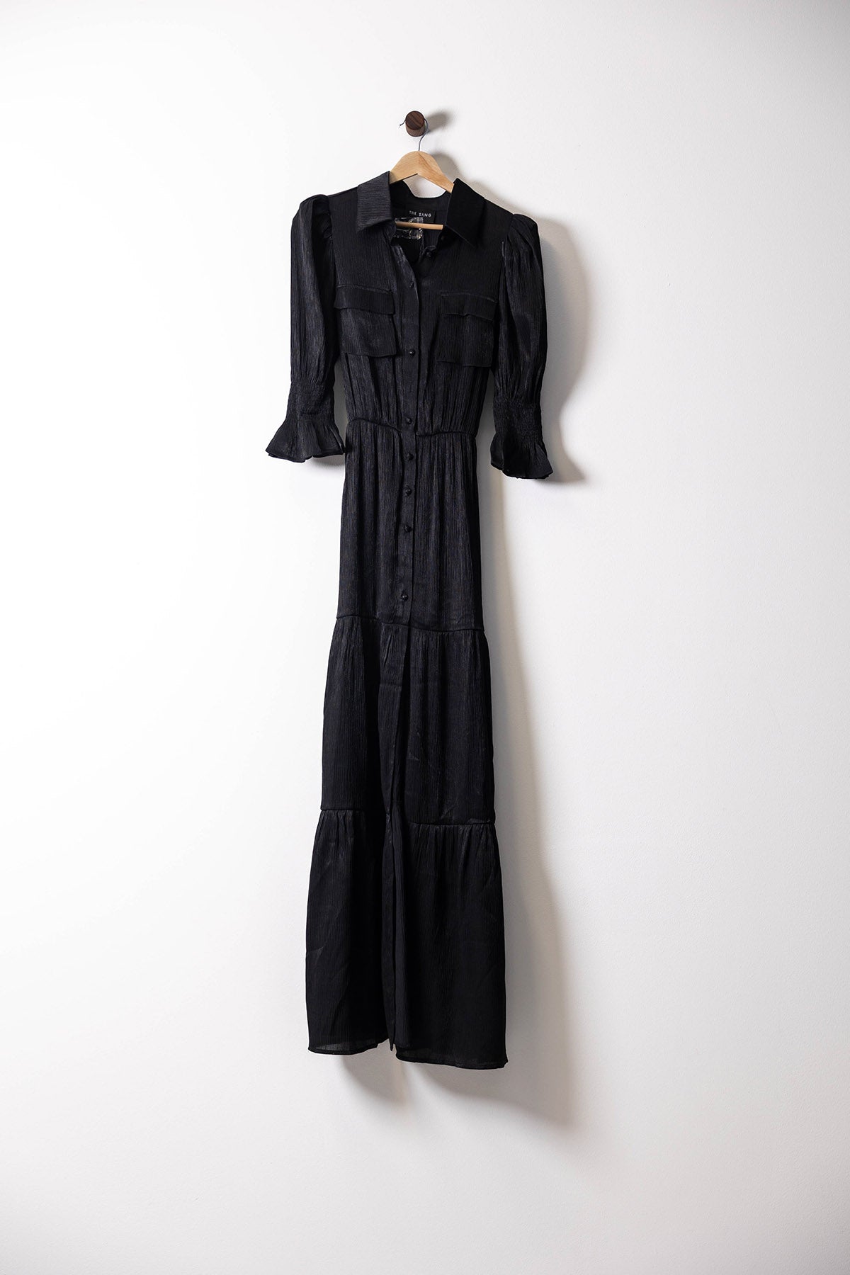 Midnight Muse Button-Down Maxi Dress