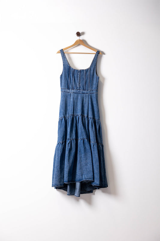Diana Denim Sleeveless Fit & Flare Midi-Dress