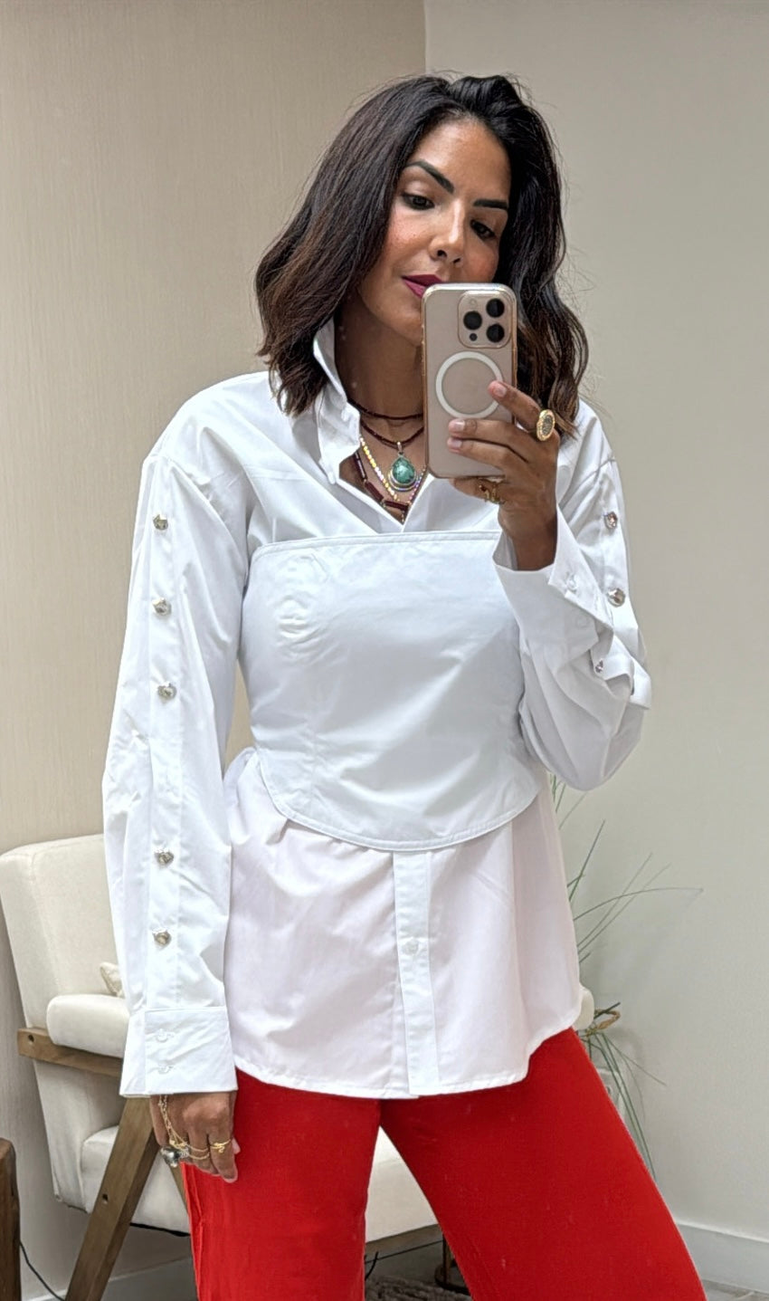 CORSET TOP & BUTTON DOWN SHIRT