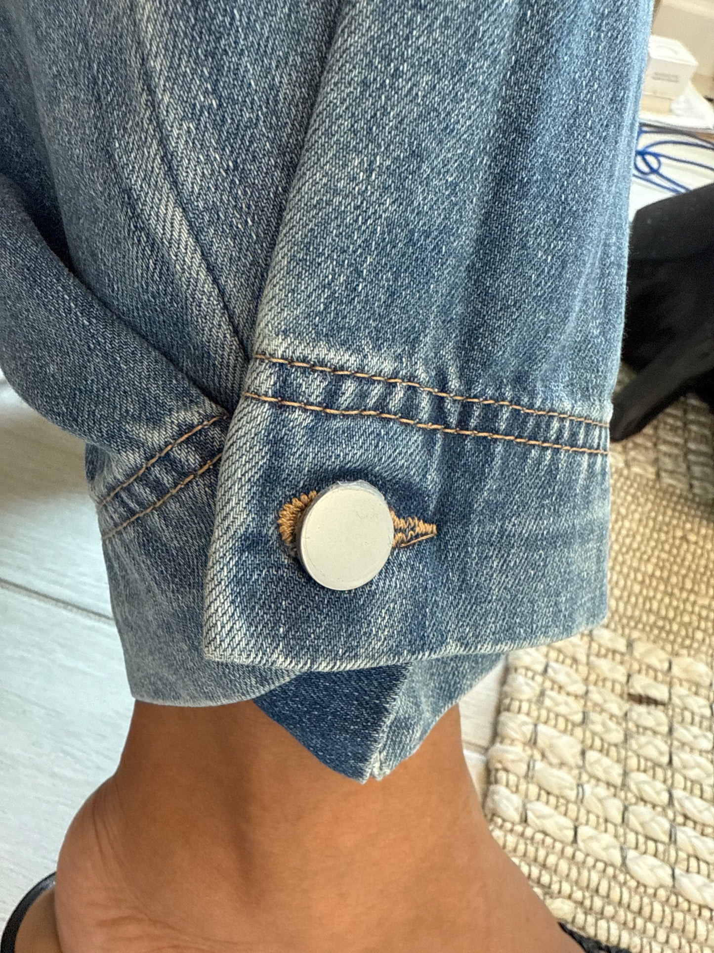 Pleated Barrel-Leg Denim Pants
