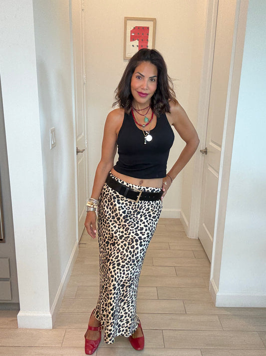 Be wild skirt - Leopard satin midi skirt