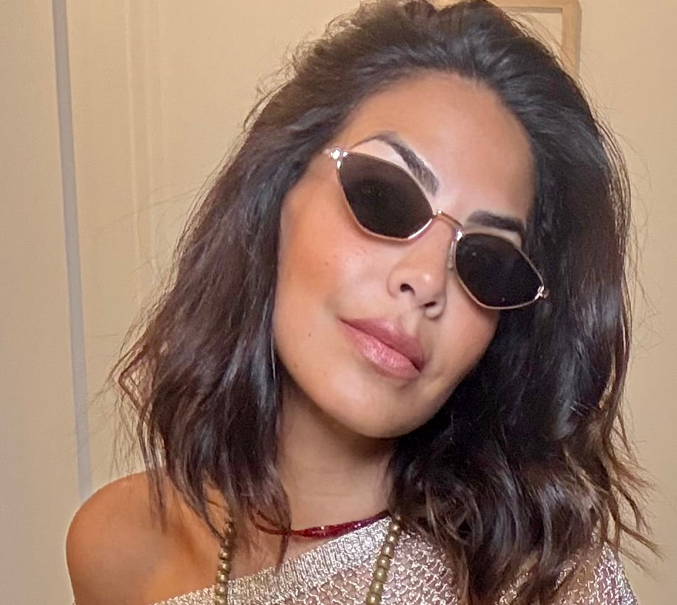 Geometric Gold Frame Sunglasses with Black Lenses