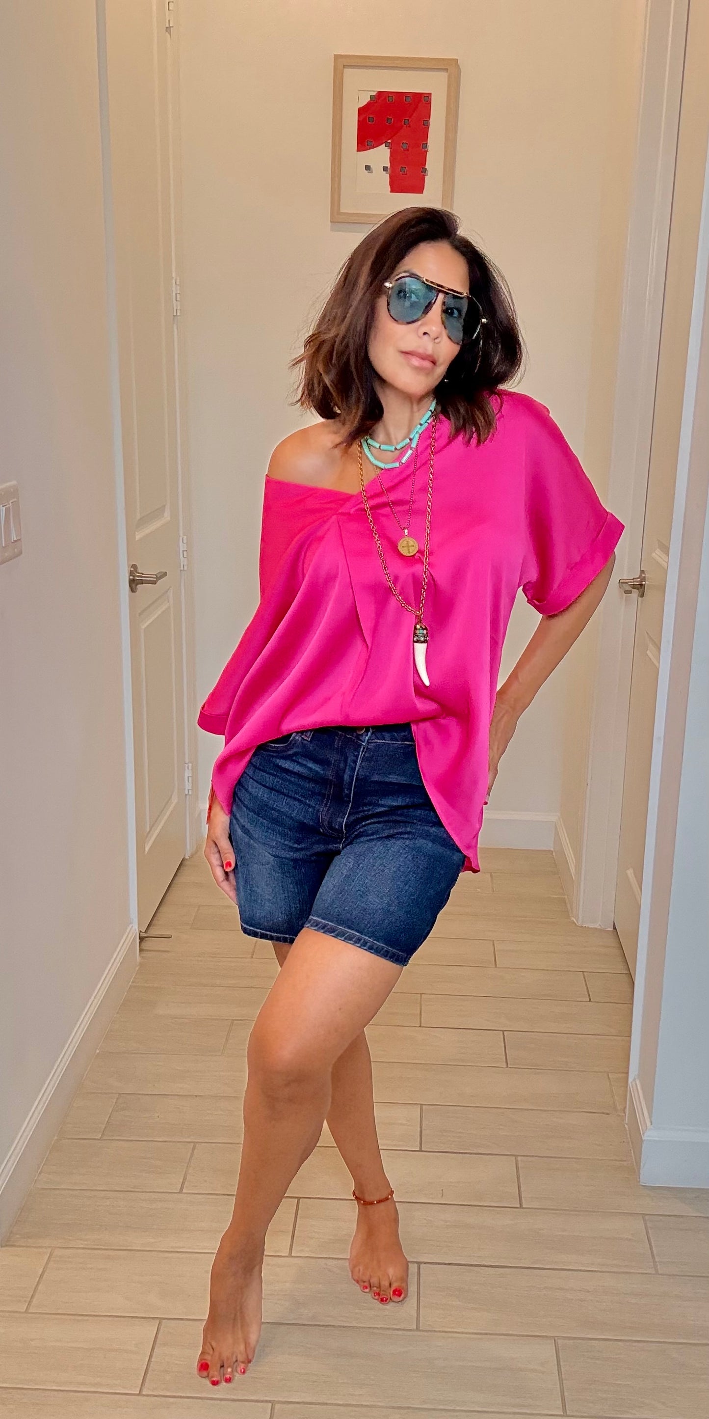 Classic Dark Wash Denim Shorts