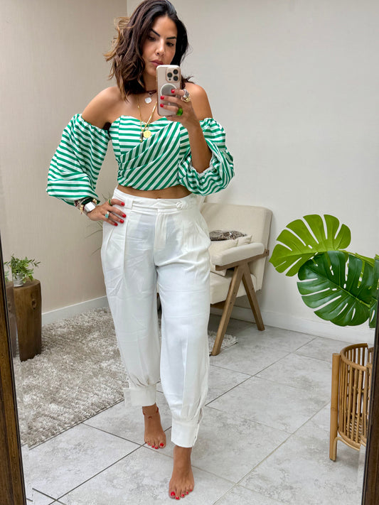 Ivory Cuff Statement Pants