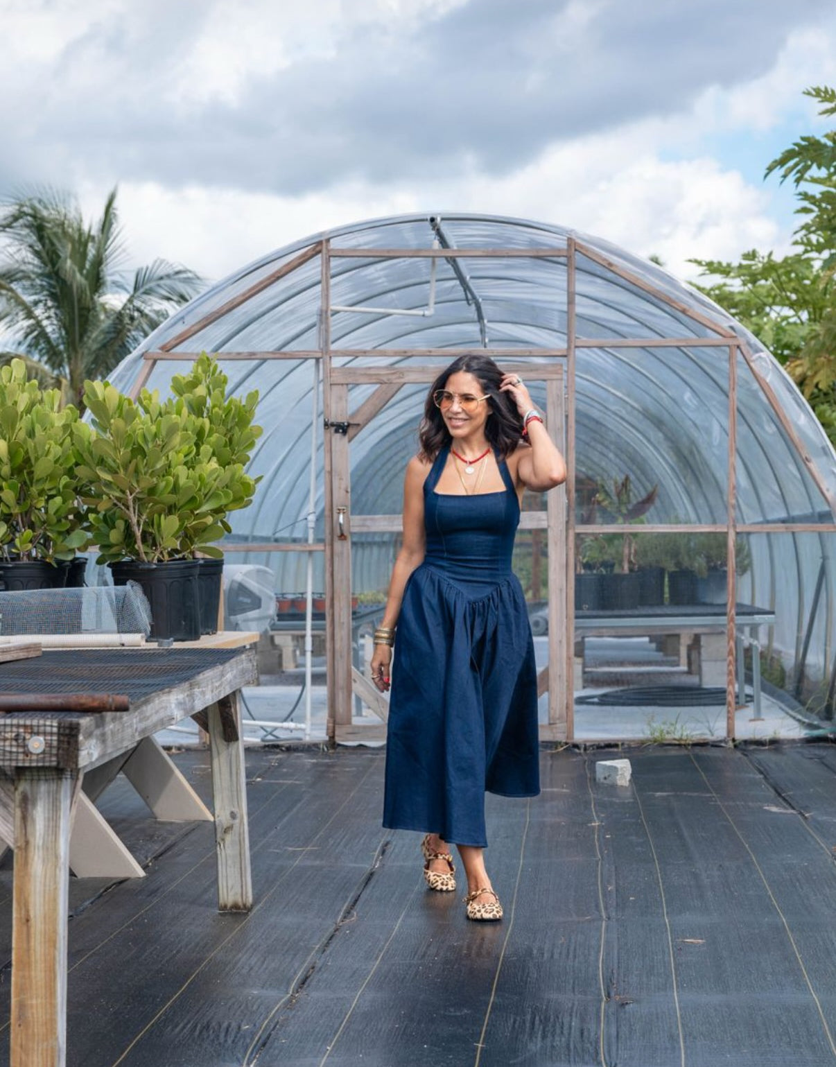 Midnight Muse Denim Halter Dress