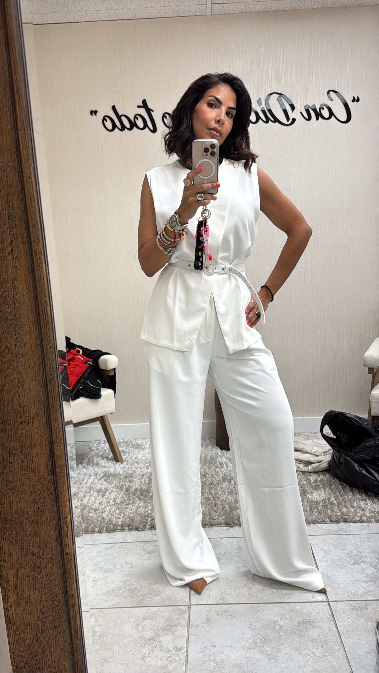White Power Set with Statement Belt