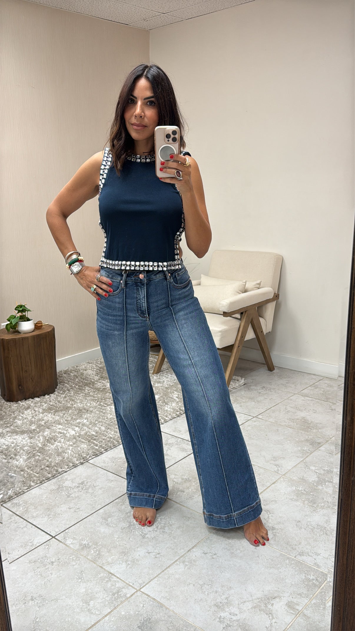 Starlight Seam Wide-Leg Jeans