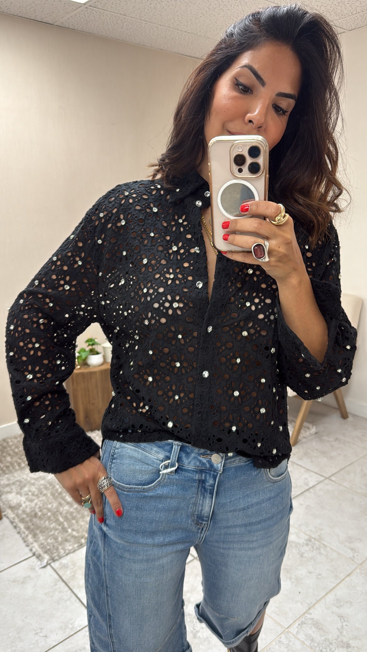 Crochet Rhinestone Shirt