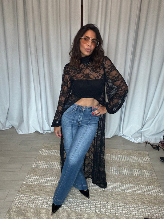 Mystic Midnight Lace Maxi Robe