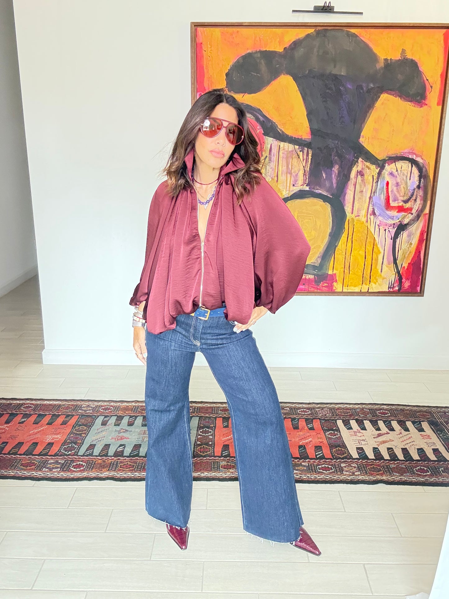 High-Rise Wide-Leg Raw Hem Jeans