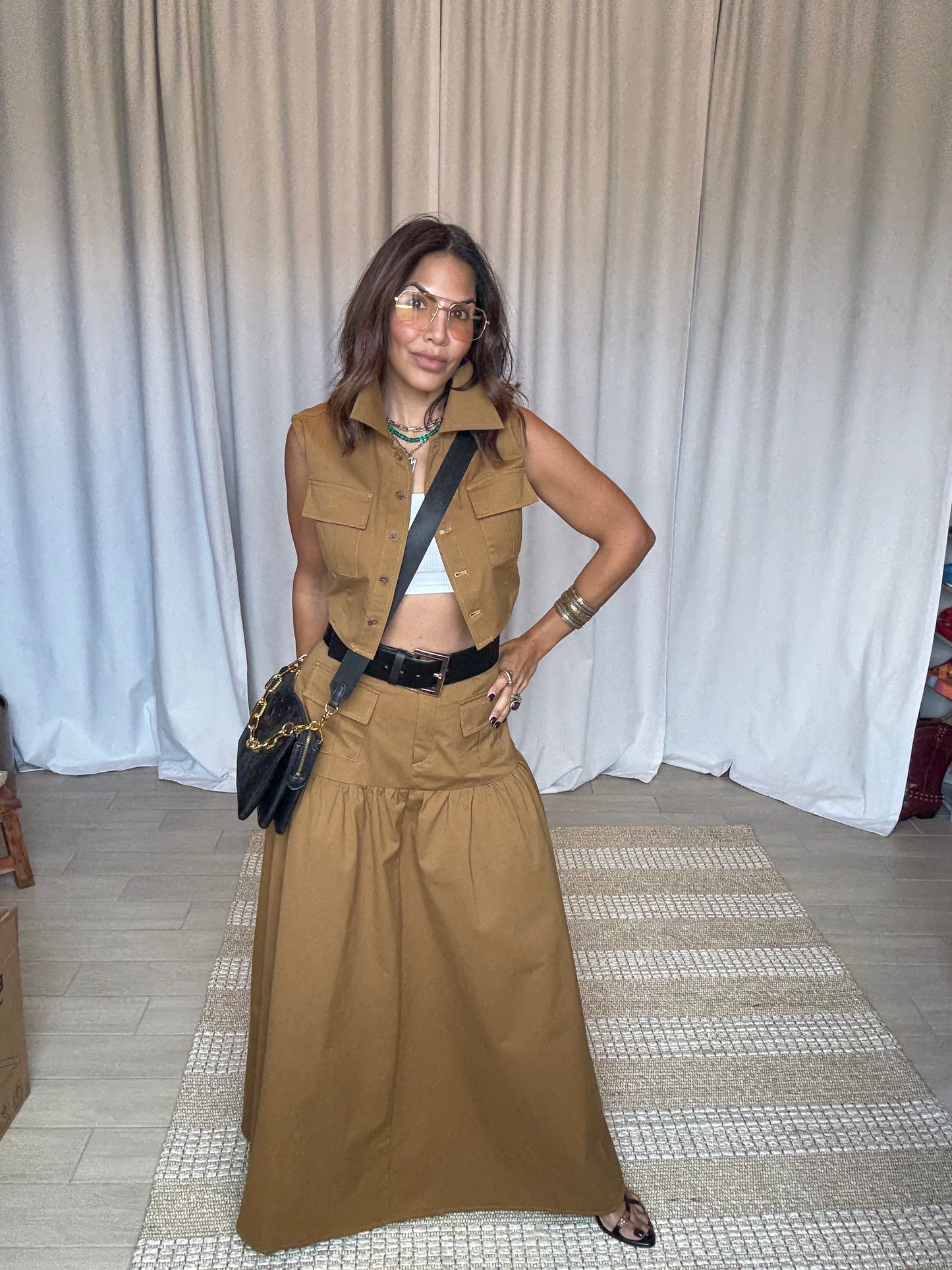 HUNTRESS VEST & MAXI SKIRT SET