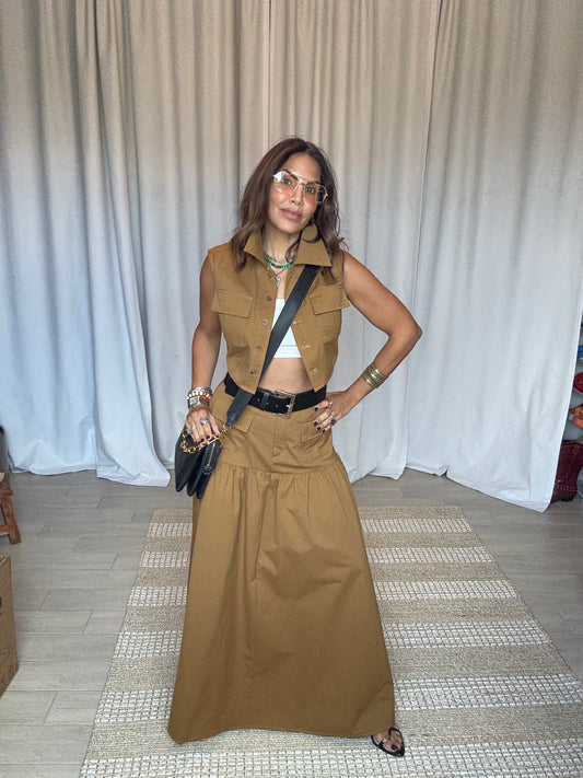 HUNTRESS VEST & MAXI SKIRT SET