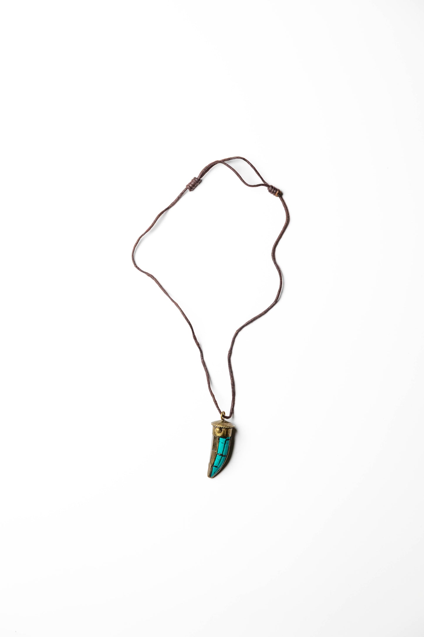 Turquoise Mosaic Tusk Pendant Necklace – Adjustable Cord
