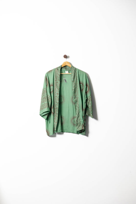 Vibrant Open-Front Short Kimono
