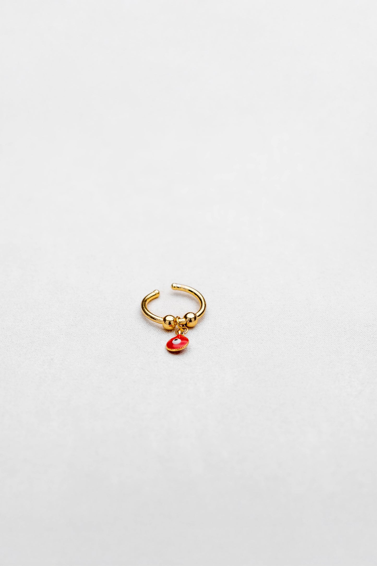 Golden Adjustable Evil Eye Charm Ring