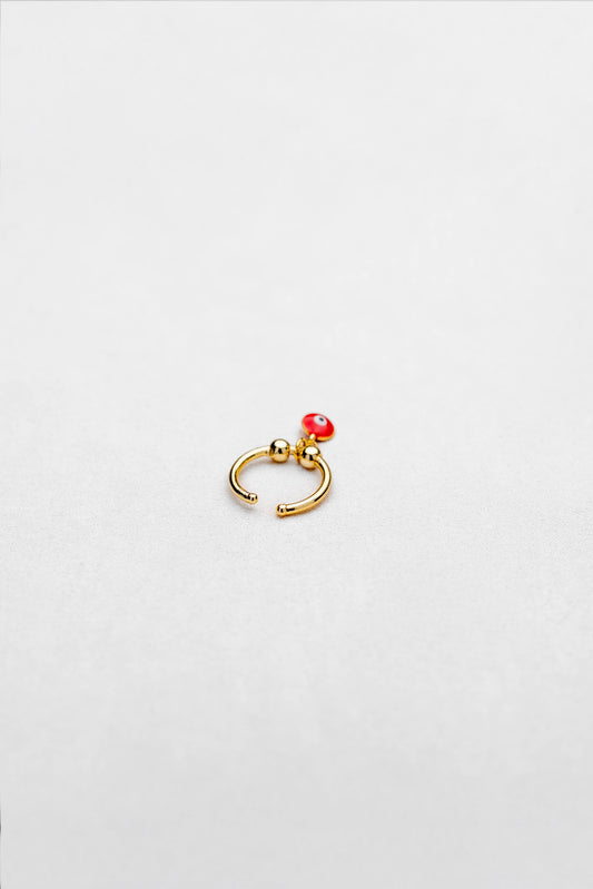 Golden Adjustable Evil Eye Charm Ring