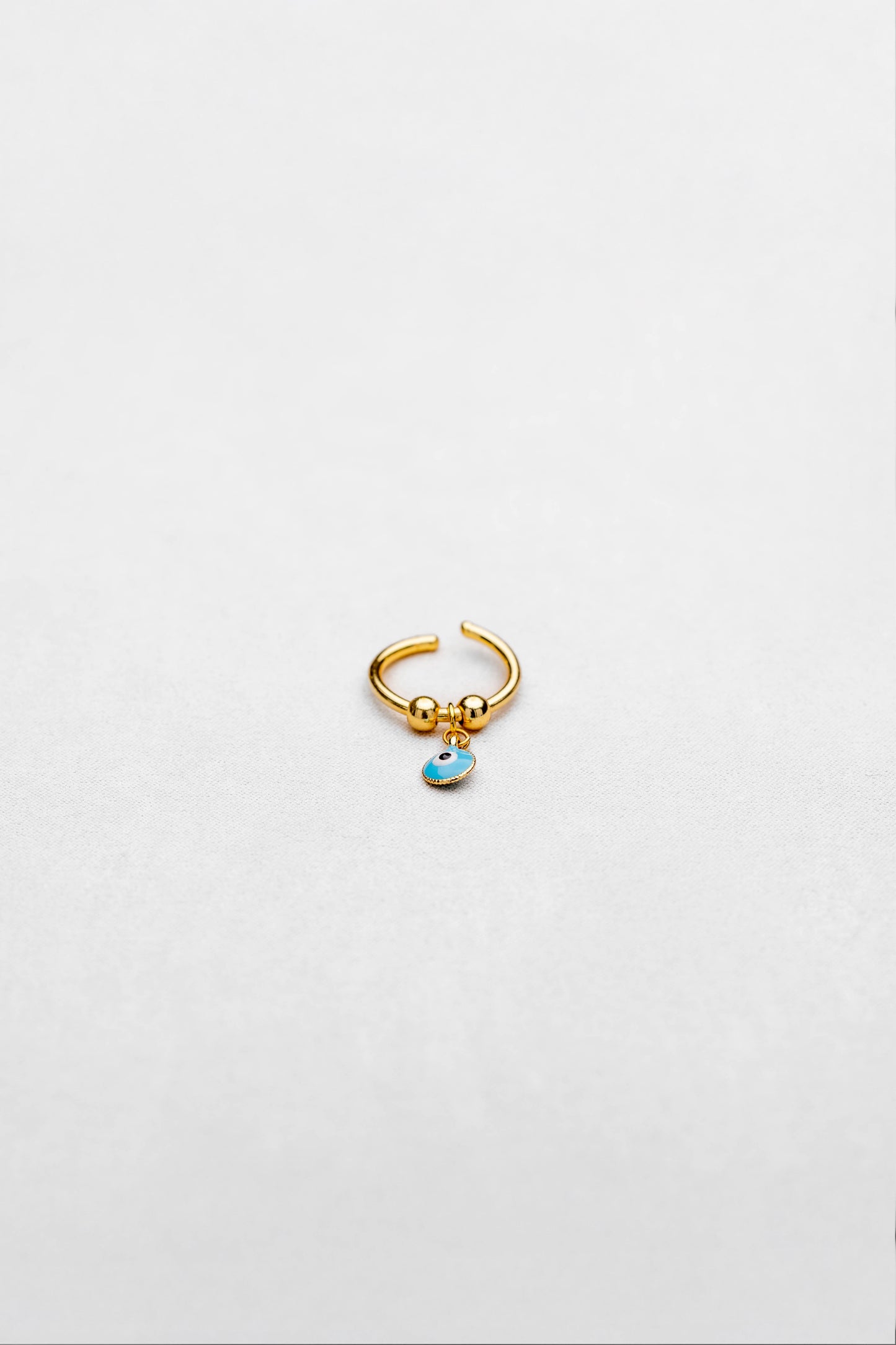 Golden Adjustable Evil Eye Charm Ring