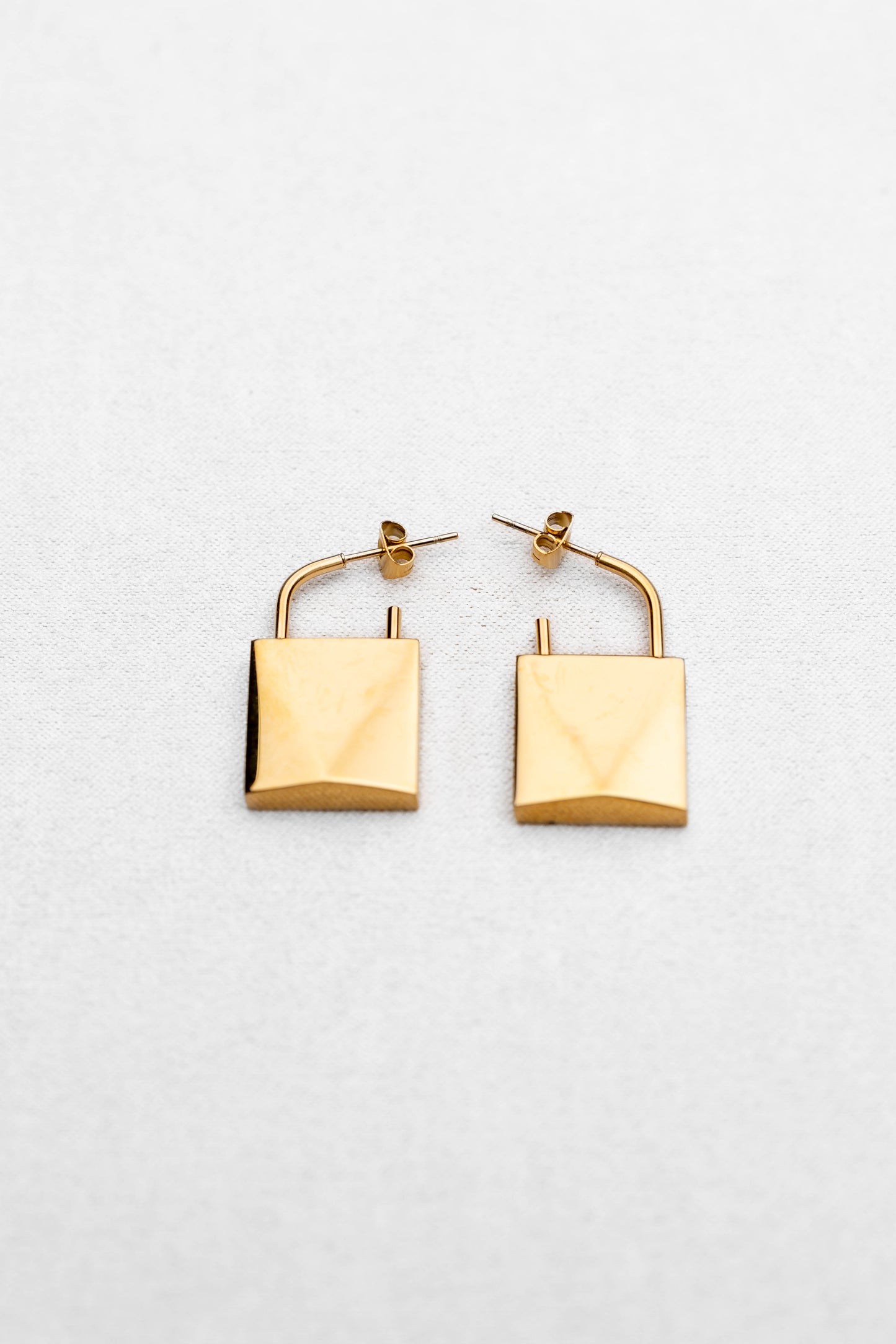Golden Padlock Statement Earrings