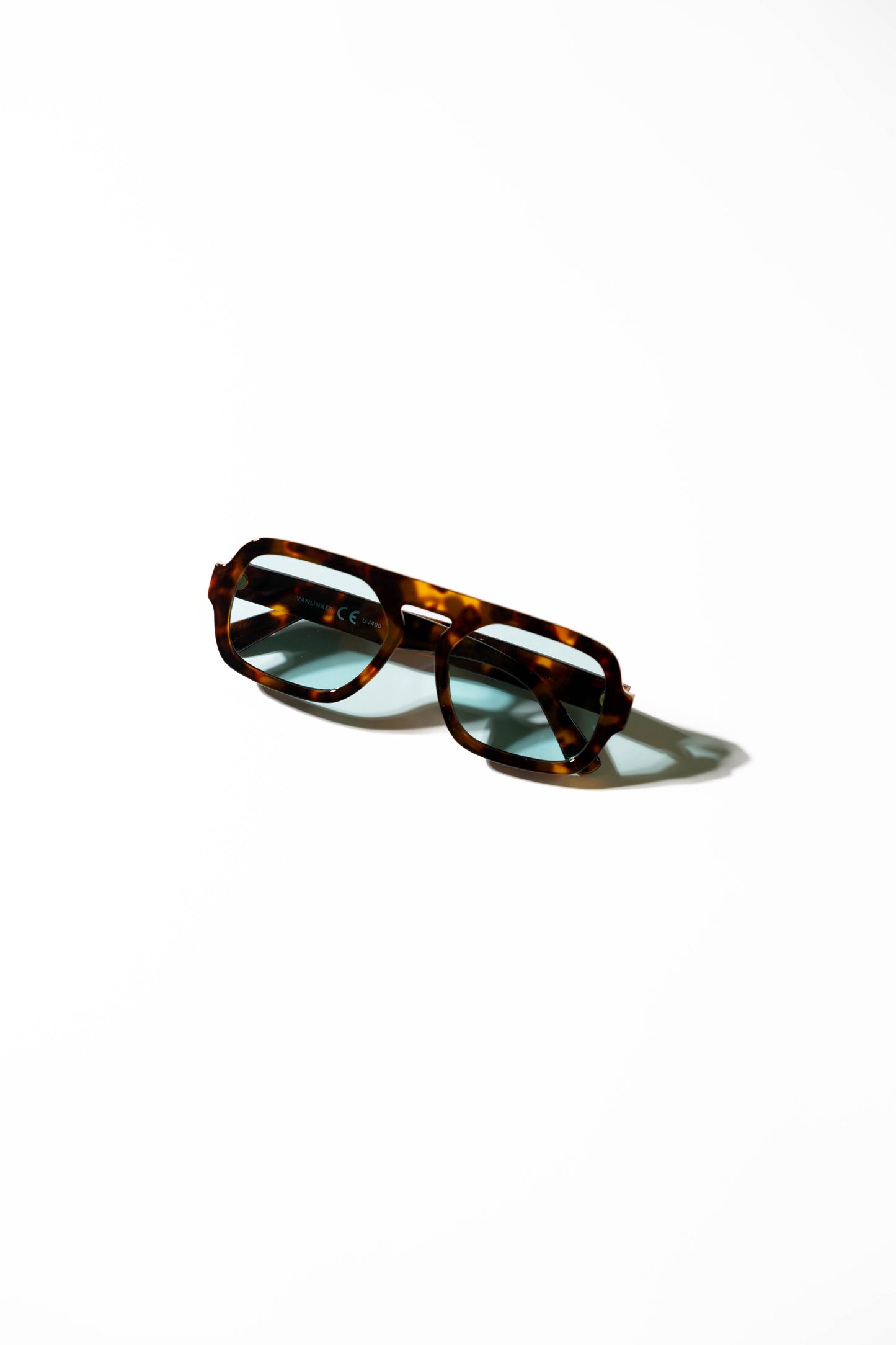 Retro Tortoise Aviator Sunglasses with Blue Tinted Lenses